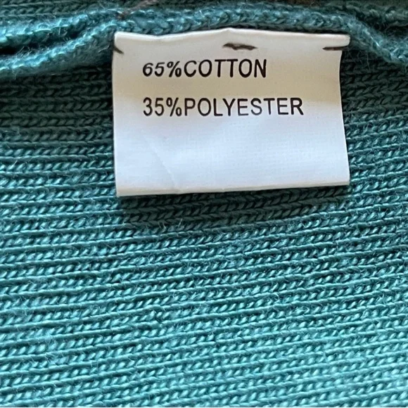 Green Cardigan Sweater V-Neck Long Sleeve Buttons Sequin Embroidered Size Medium - Picture 5 of 7